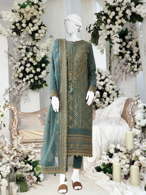 pakistani unstitched embroidery 3 piece suits 